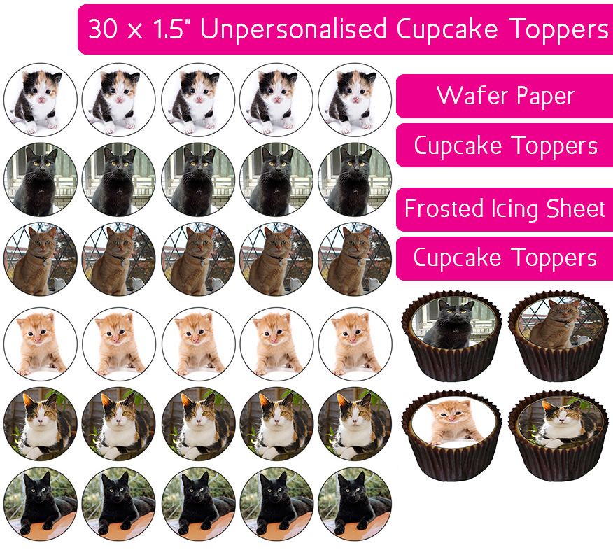 Cats - 30 Cupcake Toppers