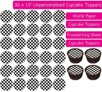 Checkered Pattern - 30 Cupcake Toppers
