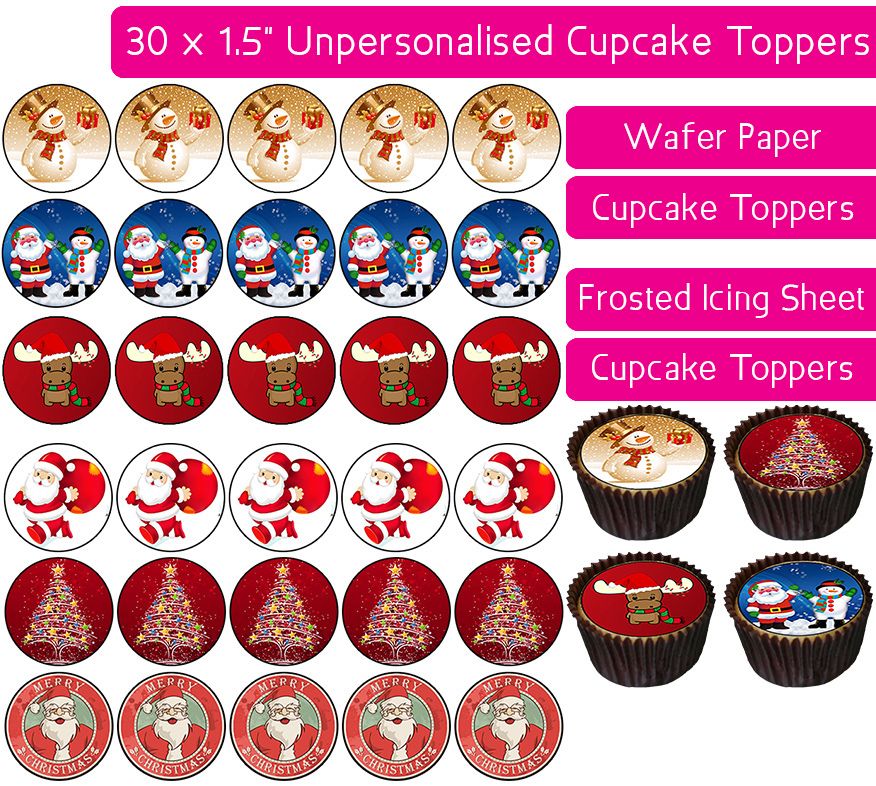Christmas - 30 Cupcake Toppers