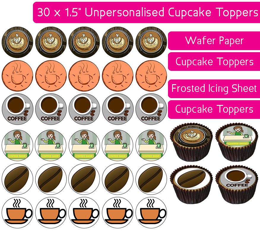 Coffee - 30 Cupcake Toppers
