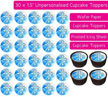 Communion Blue - 30 Cupcake Toppers