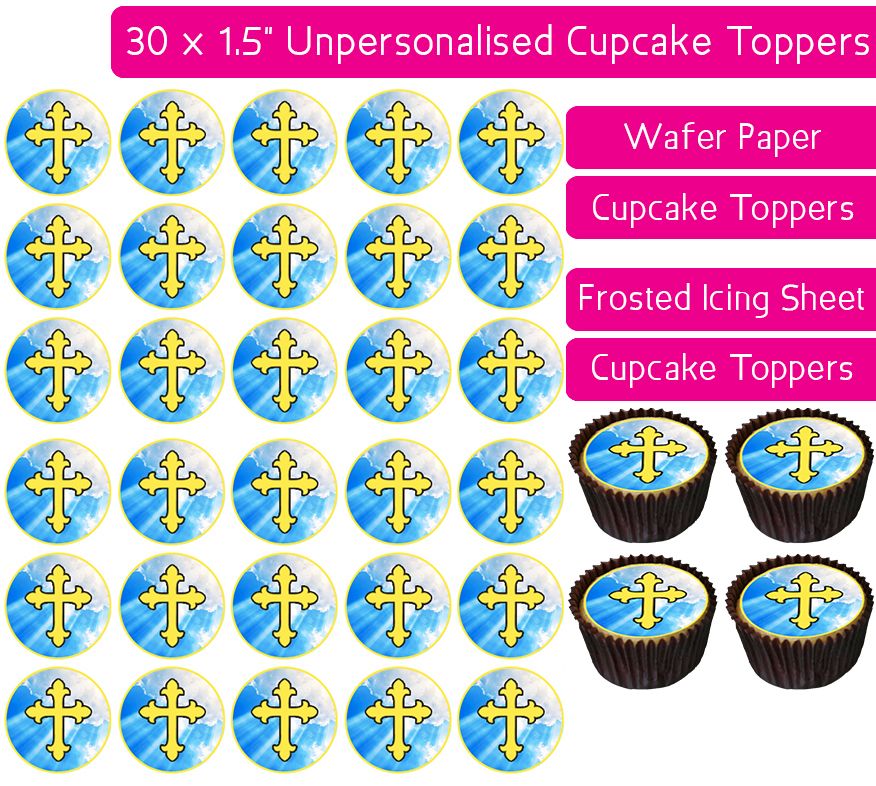 Communion Gold - 30 Cupcake Toppers