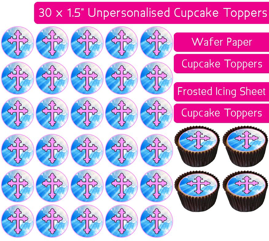 Communion Pink - 30 Cupcake Toppers