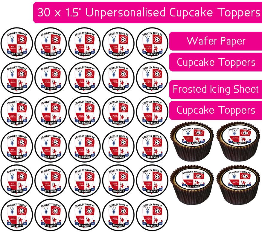 Crawley Town Football - 30 Cupcake Toppers