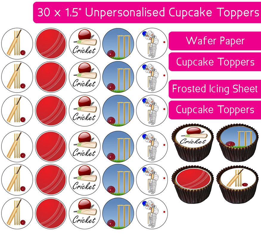 Cricket - 30 Cupcake Toppers