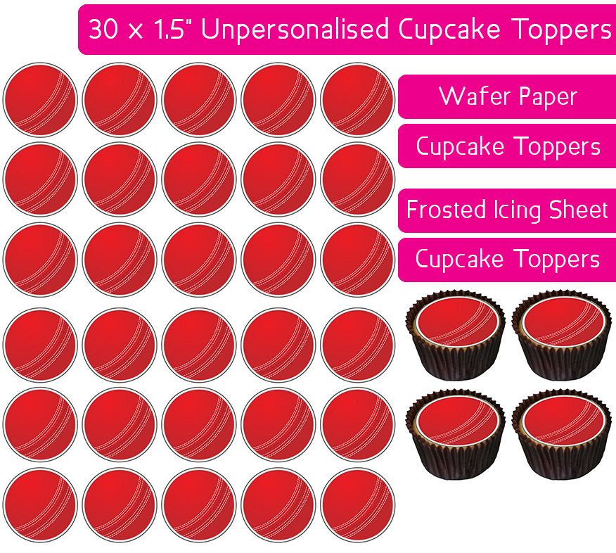 Cricket Balls - 30 Cupcake Toppers