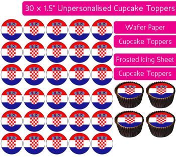 Croatia Flag - 30 Cupcake Toppers