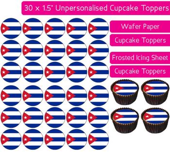 Cuba Flag - 30 Cupcake Toppers