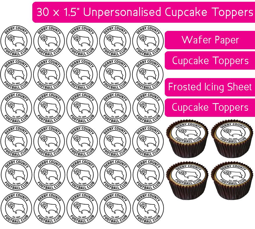 Derby County Football - 30 Cupcake Toppers