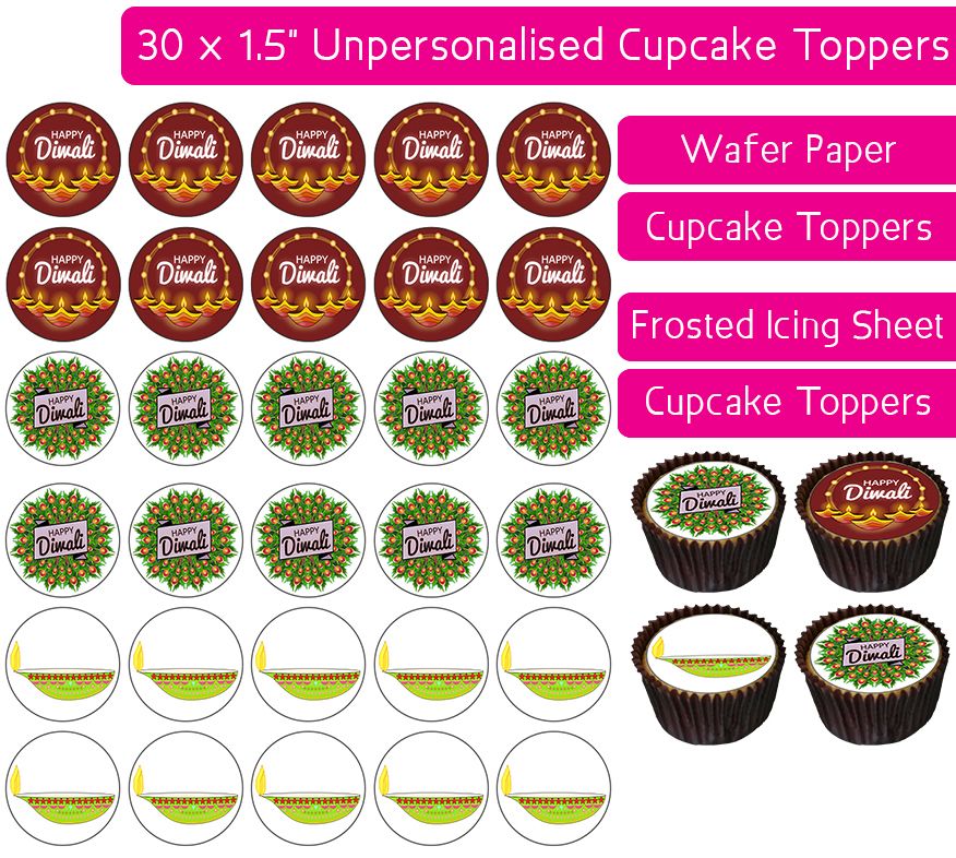 Diwali - 30 Cupcake Toppers