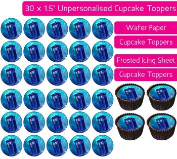 Doctor Who Tardis - 30 Cupcake Toppers