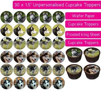 Dogs (Husky) - 30 Cupcake Toppers