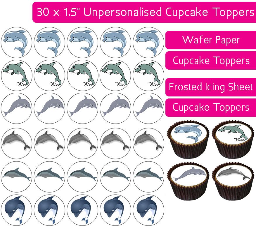 Dolphin - 30 Cupcake Toppers