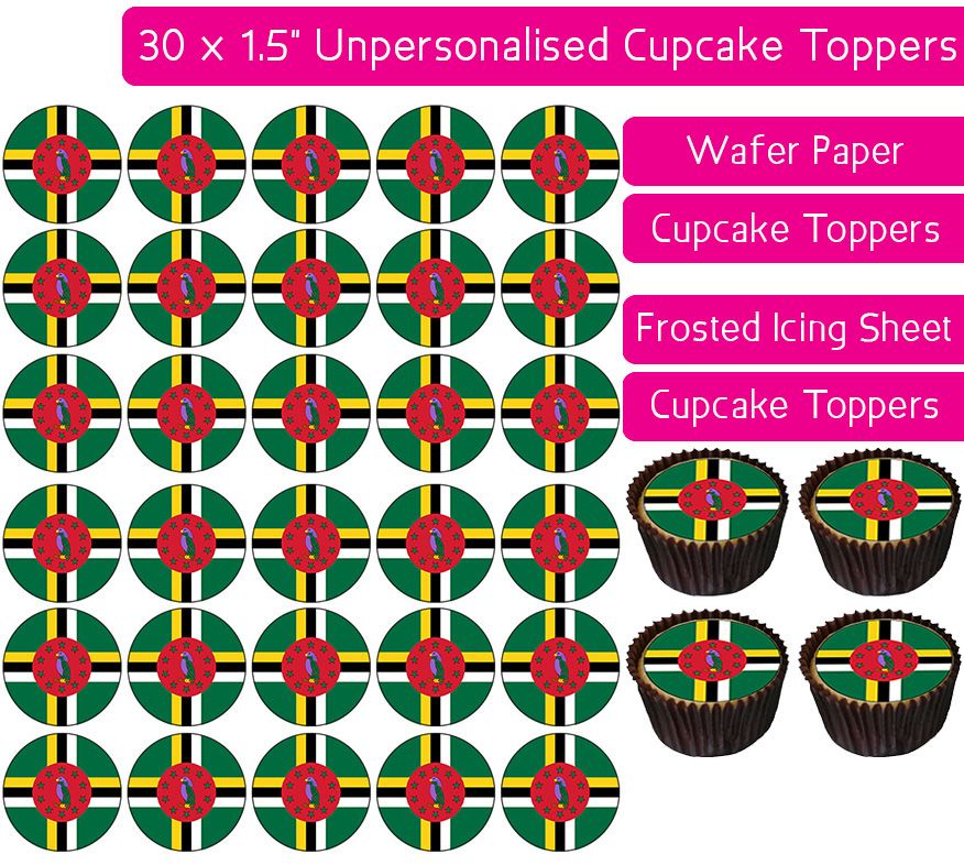 Dominica Flag - 30 Cupcake Toppers
