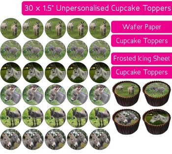 Donkeys - 30 Cupcake Toppers