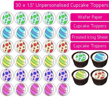 Easter Eggs - 30 Cupcake Toppers