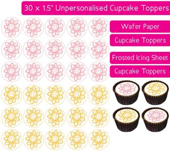 Easter Flowers - 30 Cupcake Toppers