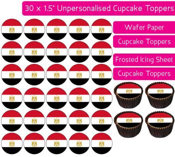 Egypt Flag - 30 Cupcake Toppers