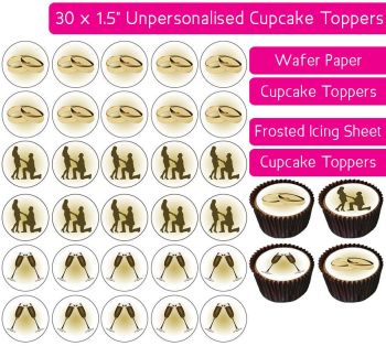 Engagement - 30 Cupcake Toppers