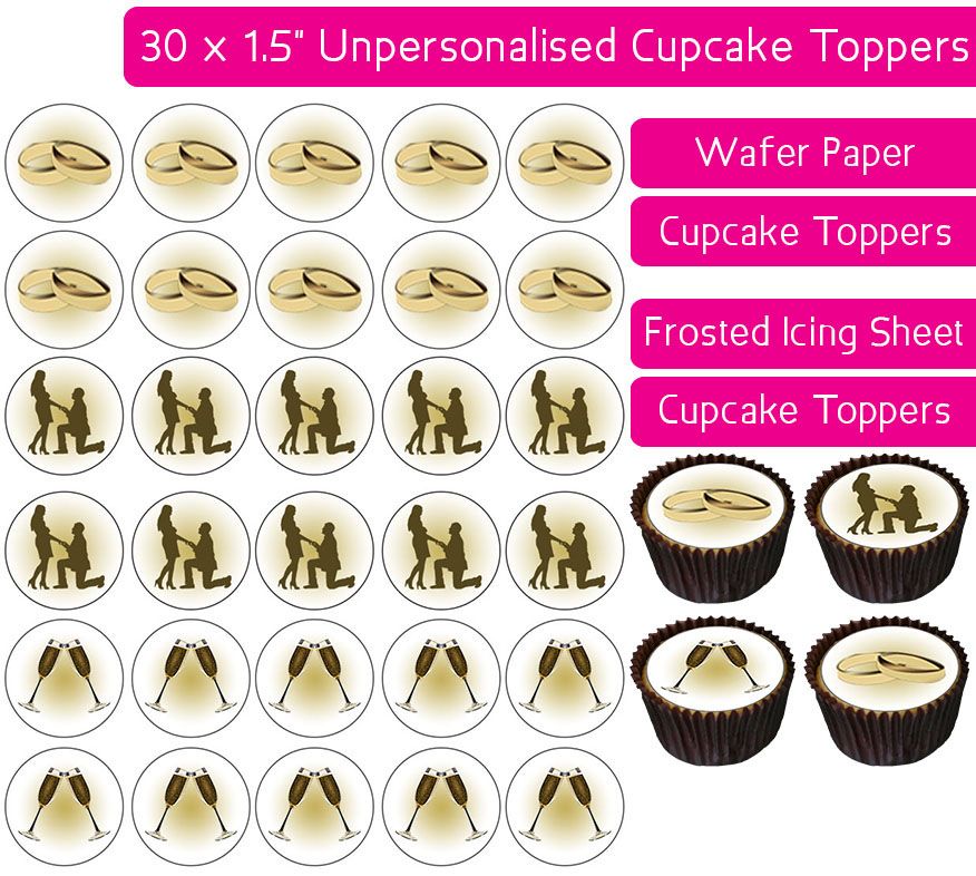 Engagement - 30 Cupcake Toppers