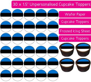 Estonia Flag - 30 Cupcake Toppers