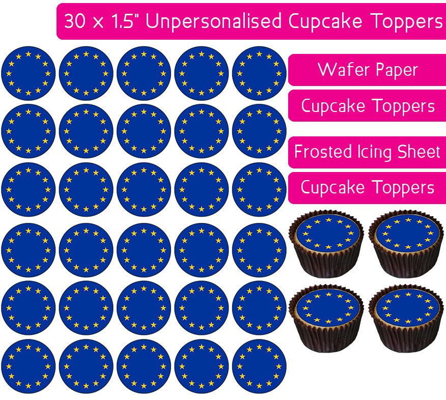 EU Flag - 30 Cupcake Toppers