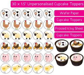 Farm Animals Gang - 30 Cupcake Toppers