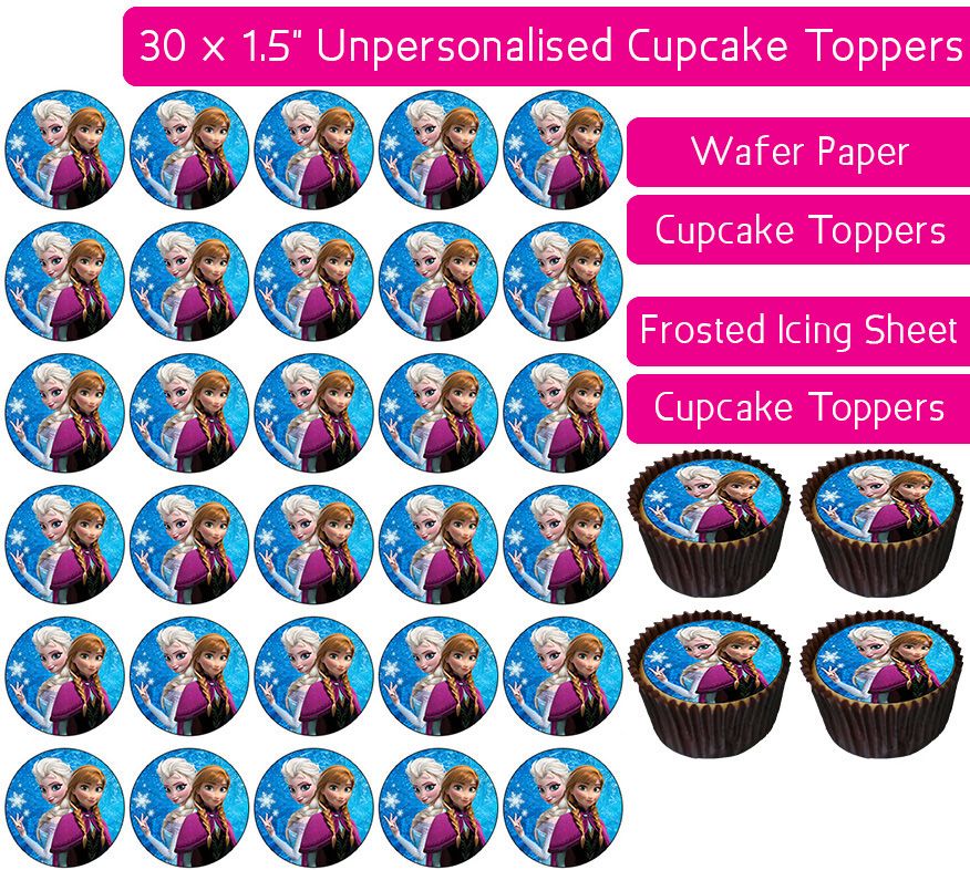 Frozen Anna & Elsa - 30 Cupcake Toppers