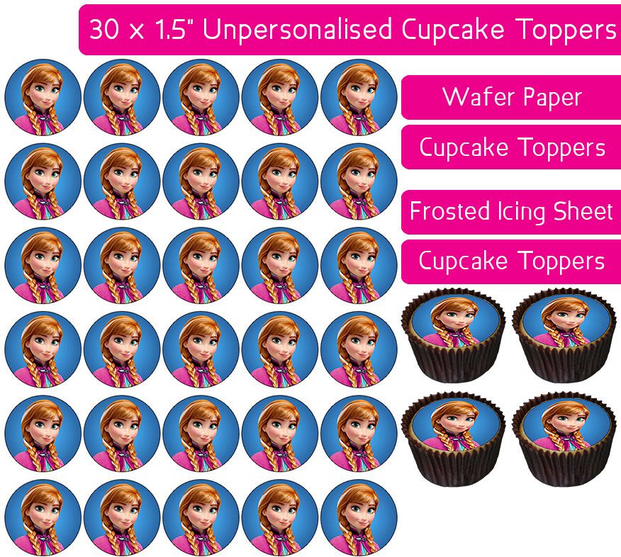 Frozen Anna - 30 Cupcake Toppers