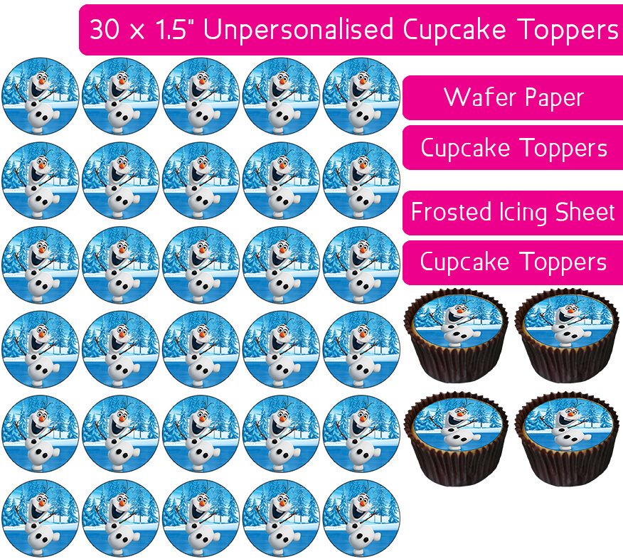 Frozen Olaf - 30 Cupcake Toppers