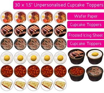 Full English Breakfast - 30 Cupcake Toppers