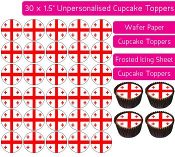 Georgia Flag - 30 Cupcake Toppers