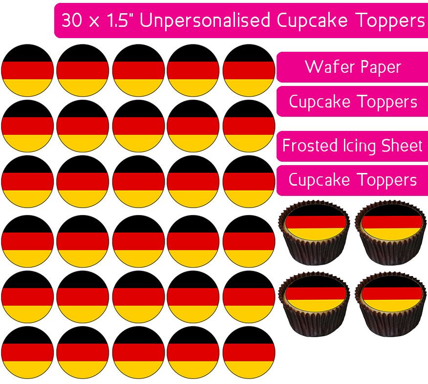 Germany Flag - 30 Cupcake Toppers