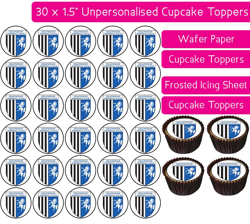 Gillingham Football - 30 Cupcake Toppers