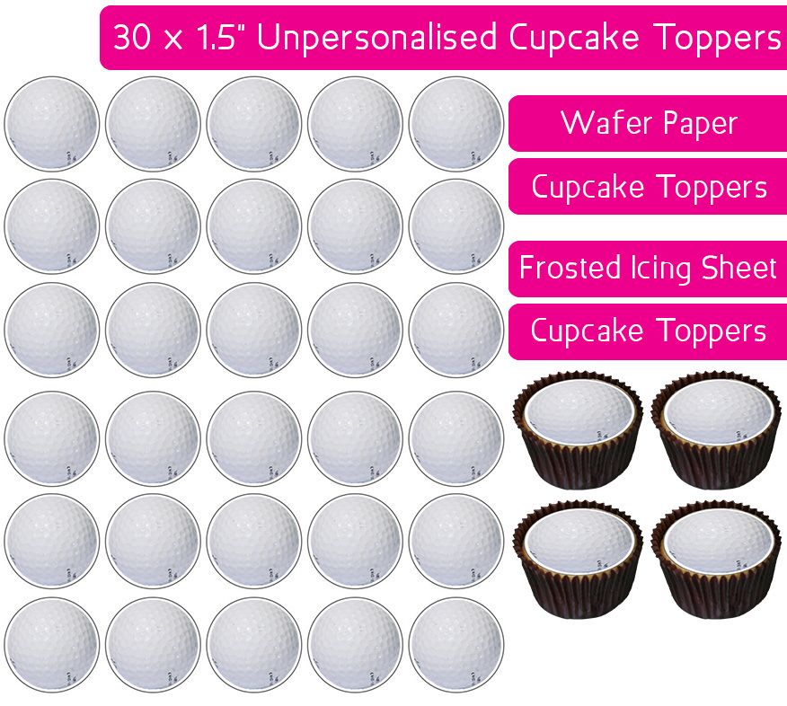 Golf Balls - 30 Cupcake Toppers