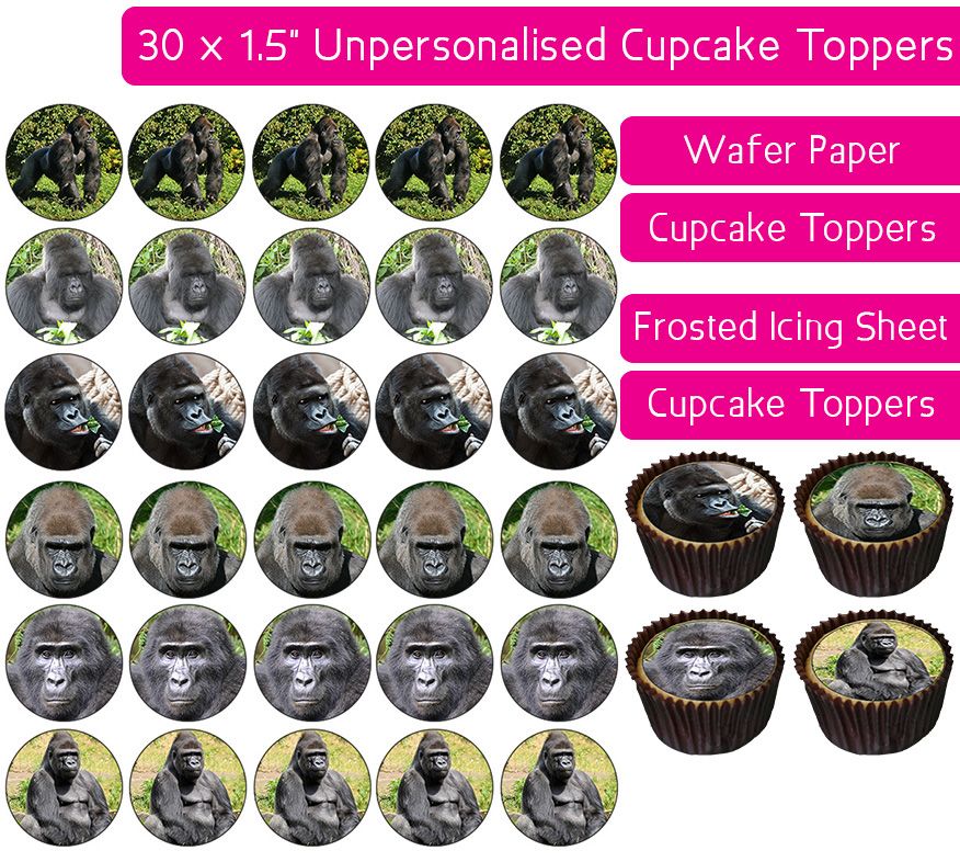 Gorilla - 30 Cupcake Toppers