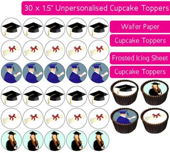 Graduation - 30 Cupcake Toppers