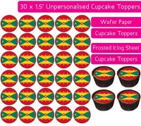 Grenada Flag - 30 Cupcake Toppers