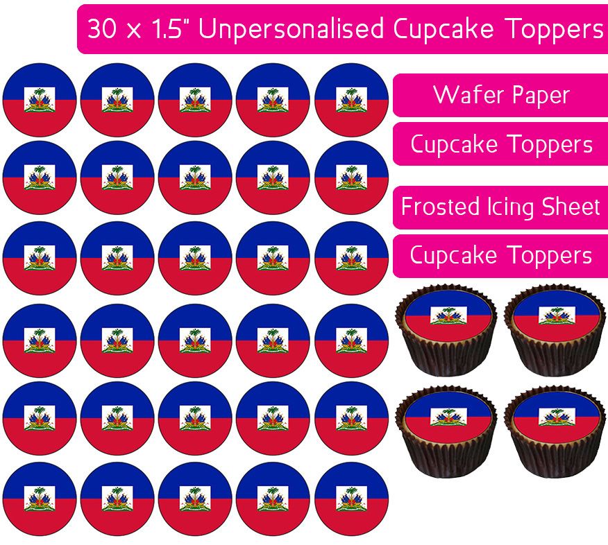Haiti Flag - 30 Cupcake Toppers