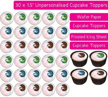 Halloween Eyes - 30 Cupcake Toppers