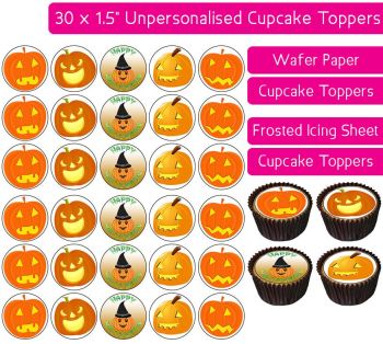 Halloween Pumpkin - 30 Cupcake Toppers