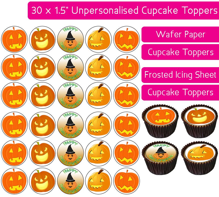 Halloween Pumpkin - 30 Cupcake Toppers