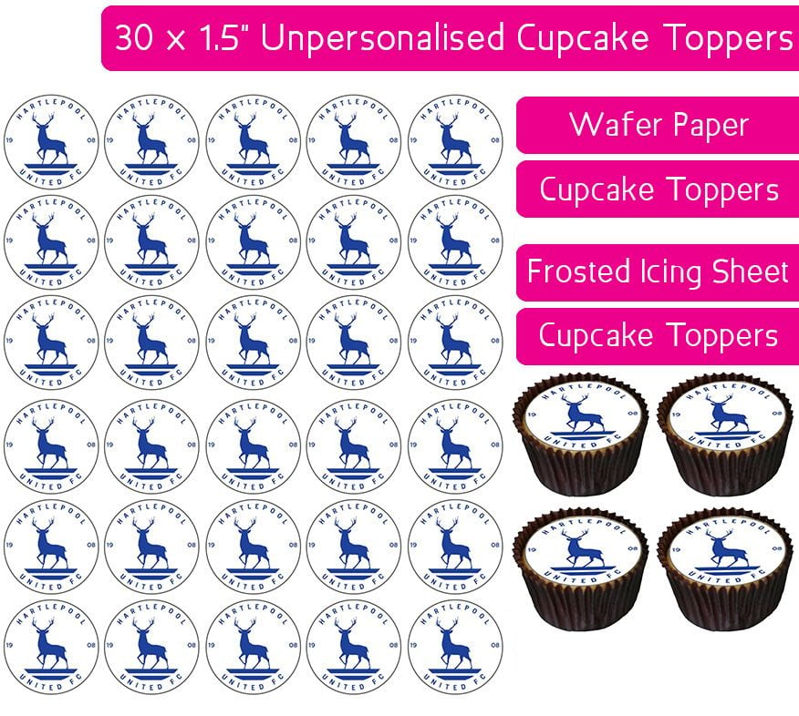 Hartlepool United Football - 30 Cupcake Toppers