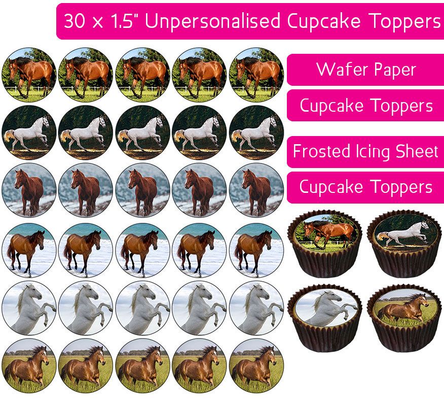 Horses - 30 Cupcake Toppers