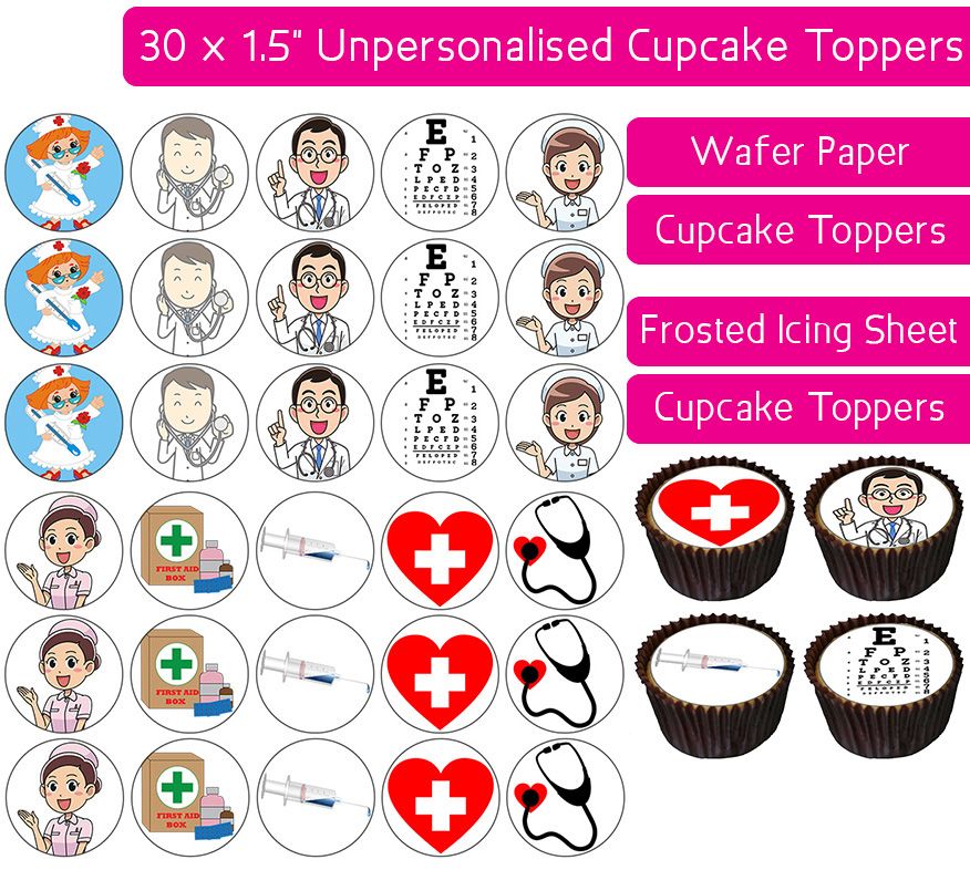 Hospital - 30 Cupcake Toppers