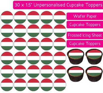 Hungary Flag - 30 Cupcake Toppers