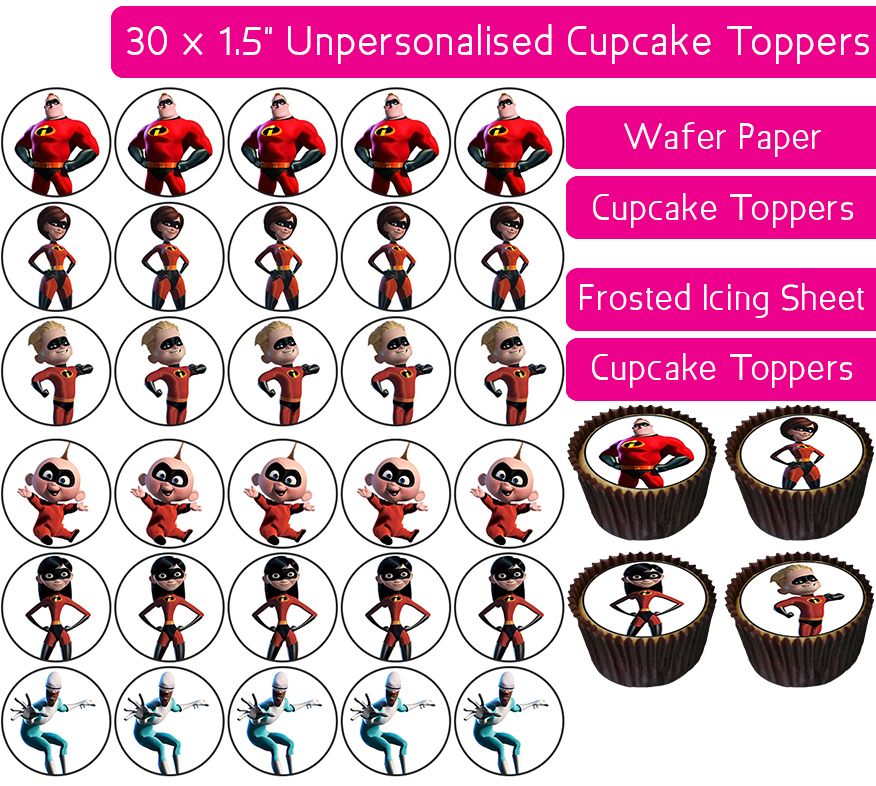 Incredibles - 30 Cupcake Toppers