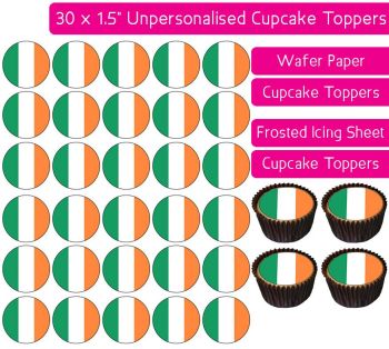 Ireland Flag - 30 Cupcake Toppers