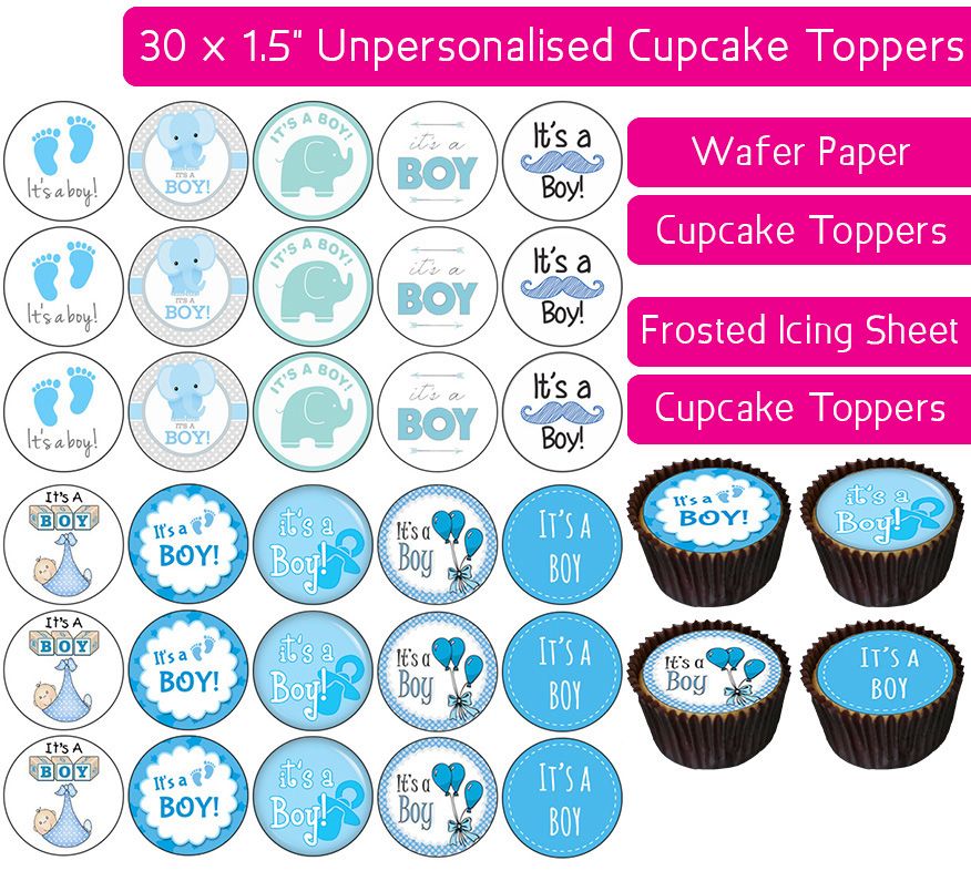 It's a Boy - 30 Cupcake Toppers