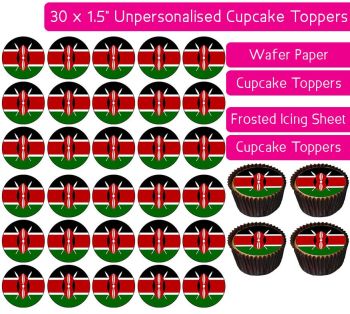 Kenya Flag - 30 Cupcake Toppers